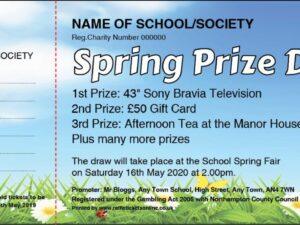 Spring Raffle Ticket with Flowers and sky background