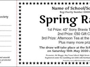 Spring Prize Draw Raffle Ticket Template with star border.