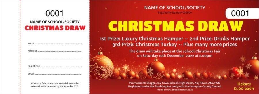 Christmas Raffle Tickets – Red Baubles | Raffle Tickets Online